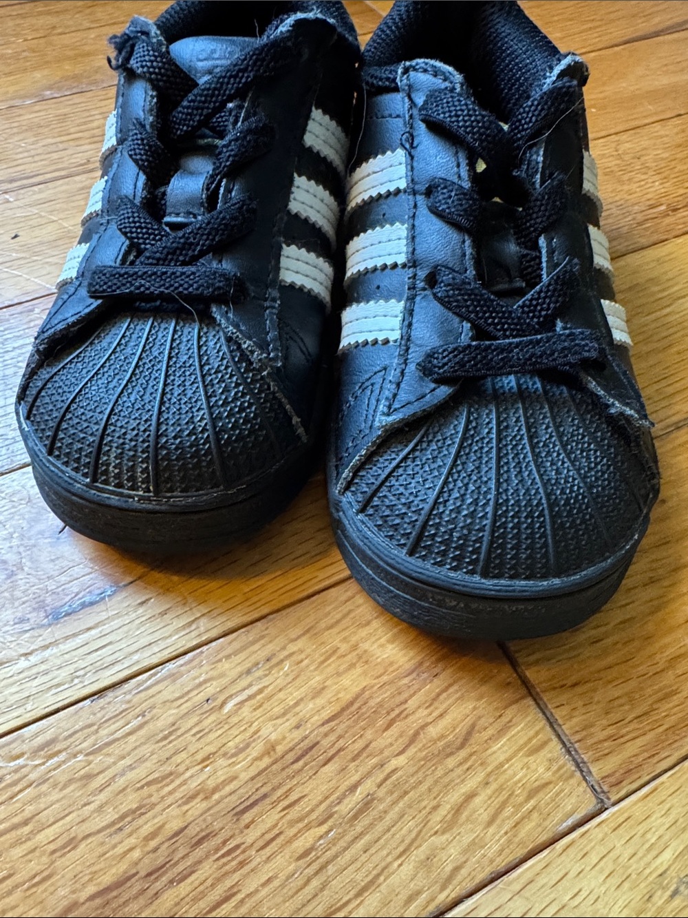adidas Kids Black Sneakers with White Stripes - Picture 5 of 9